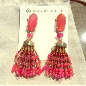 Kendra Scott pink beaded tassel earrings